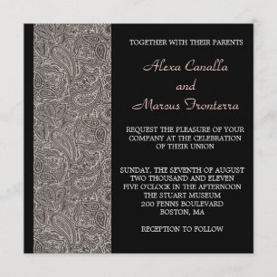 Uitnodiging voor Black Paisley Wedding