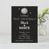 Uitnodiging voor Black & White Birthday Party (Staand voorkant)