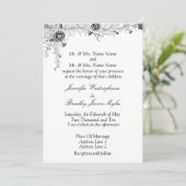 Uitnodiging voor Black White Floral Wedding (Staand voorkant)