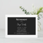 Uitnodiging voor Black & White Simple Retirement P (Staand voorkant)