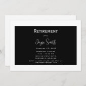Uitnodiging voor Black & White Simple Retirement P (Voorkant / Achterkant)