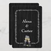 Uitnodiging voor Black Wood Wedding (Voorkant / Achterkant)