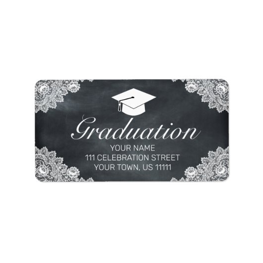 Uitnodiging voor Blackboard & White Lace Afstudere Etiket (Voorkant)