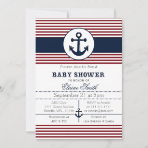 uitnodiging voor blauw anker nautisch baby shower