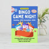 Uitnodiging voor Blauw en Groen Speels Bingo Spell (Staand voorkant)