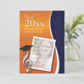 Uitnodiging voor blauw en Oranje Afstuderen (Staand voorkant)