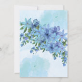 Uitnodiging voor blauwe bloemendoop (Achterkant)