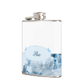 Uitnodiging voor blauwe bruiloft heupfles (Links)