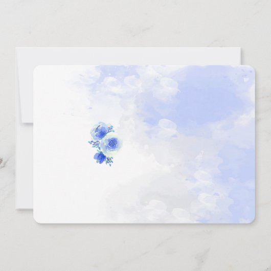 Uitnodiging voor blauwe en roze theepartij verjaar (Achterkant)