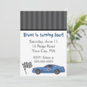 Uitnodiging voor blauwe koningswagen (Staand voorkant)