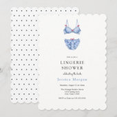 Uitnodiging voor blauwe lingerie shower (Voorkant / Achterkant)