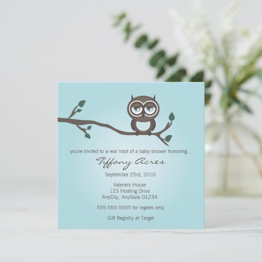 uitnodiging voor blauwe uil (Staand voorkant)