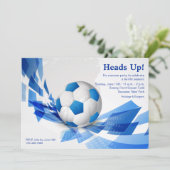 Uitnodiging voor blauwe Voetbal (Staand voorkant)
