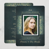 Uitnodiging voor blauwgroen & Gold Loving Memorial (Voorkant / Achterkant)