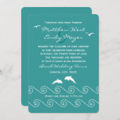 Uitnodiging voor blauwgroen Ocean Waves Wedding (Voorkant / Achterkant)