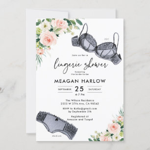 Uitnodiging voor bloemen lingerie feest