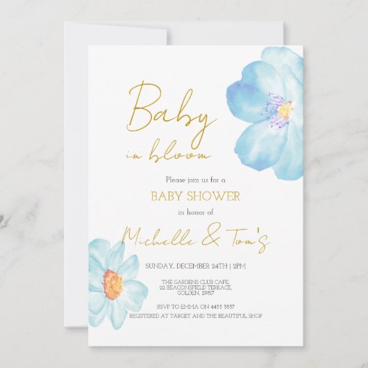 Uitnodiging voor Blue Baby in Bloom (Voorkant)