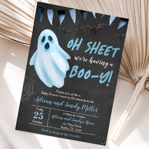 Uitnodiging voor Blue Ghost Halloween Baby Shower