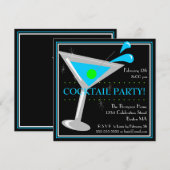 Uitnodiging voor Blue Martini Cocktailparty (Voorkant / Achterkant)