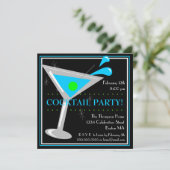 Uitnodiging voor Blue Martini Cocktailparty (Staand voorkant)