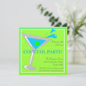 Uitnodiging voor Blue Martini Cocktailparty (Staand voorkant)