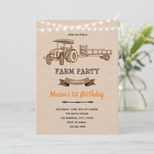 Uitnodiging voor boerderij van trekkers (Staand voorkant)
