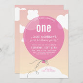 Uitnodiging voor BOLD BALLOON verjaardagsfeestje m (Voorkant / Achterkant)