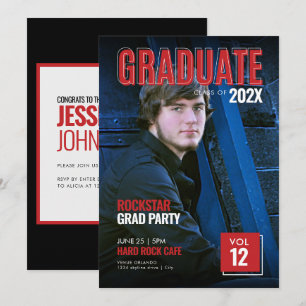 Uitnodiging voor Bold Red Magazine Cover Grad-fees