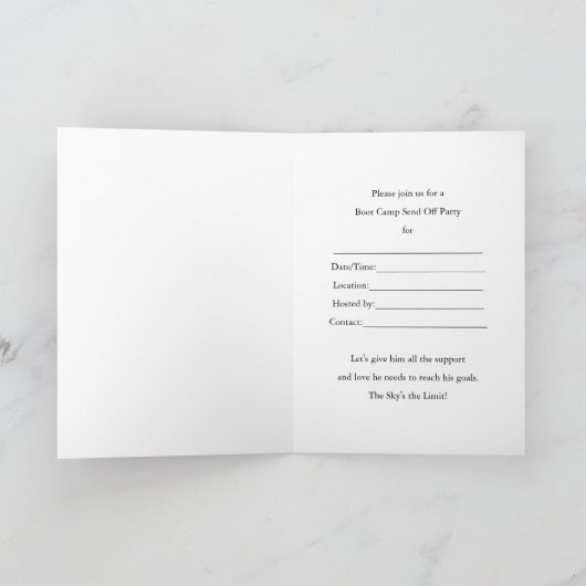 Uitnodiging voor Boot Camp Send Off Party Camoufla (Binnen)