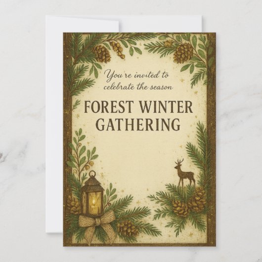 Uitnodiging voor Bos Winter Gathering | Elegant (Voorkant)