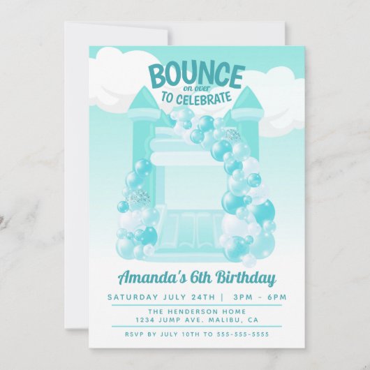 Uitnodiging voor Bounce House-verjaardagsfeest (Voorkant)