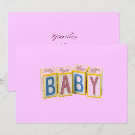 Uitnodiging voor bouwstenen voor baby (Voorkant / Achterkant)