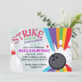 Uitnodiging voor Bowling-feest met een maffe regen (Staand voorkant)