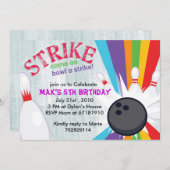 Uitnodiging voor Bowling-feest met een maffe regen (Voorkant / Achterkant)