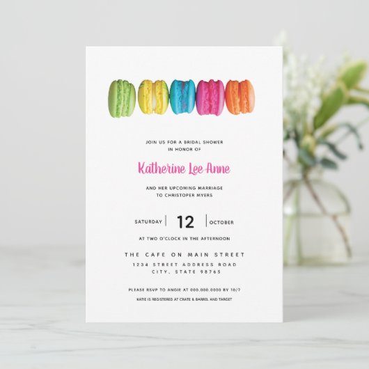 Uitnodiging voor Bridal van Bright Macaron (Staand voorkant)