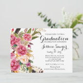 Uitnodiging voor Bright Floral Graduation party (Staand voorkant)