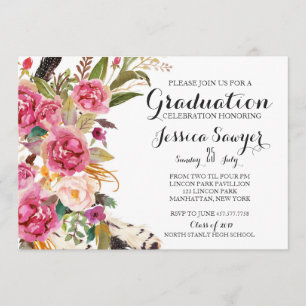 Uitnodiging voor Bright Floral Graduation party