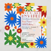 Uitnodiging voor Bright Flowers Party (Voorkant / Achterkant)