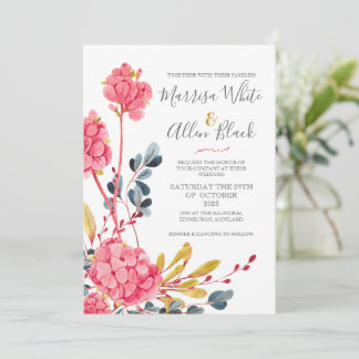 Uitnodiging voor Bright Pink Floral Bouquet
