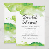 Uitnodiging voor bruidsdouche | Groene waterverf (Voorkant / Achterkant)