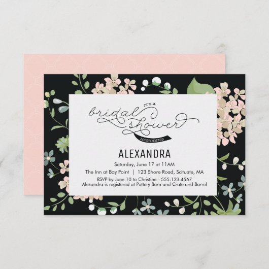 Uitnodiging voor bruidsdouche - Tuin, Bloem, (Voorkant / Achterkant)