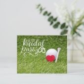 Uitnodiging voor bruidsfeest golf bruidsmeisjes (Staand voorkant)