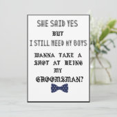 Uitnodiging voor bruidsjonker of getuige van de br (Staand voorkant)