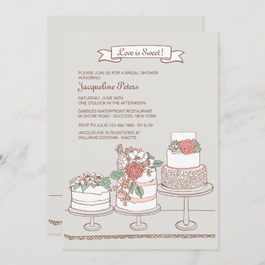 Uitnodiging voor bruidstaarten (Voorkant / Achterkant)