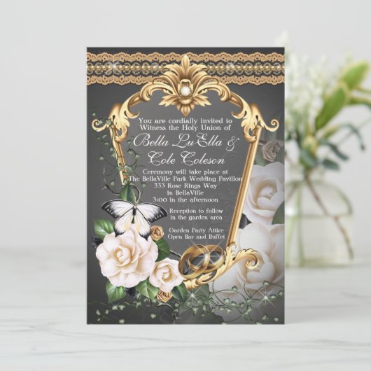 Uitnodiging voor bruiloft (Staand voorkant)