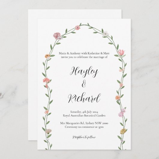 Uitnodiging voor bruiloft (Voorkant / Achterkant)