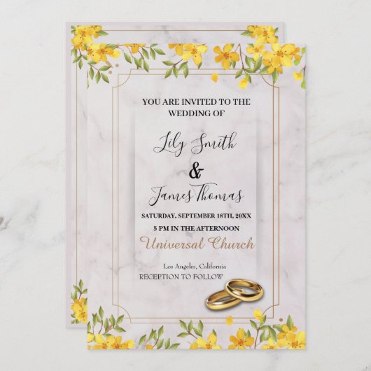 Uitnodiging voor bruiloft (Voorkant / Achterkant)