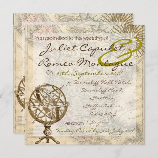 Uitnodiging voor bruiloft (Voorkant / Achterkant)