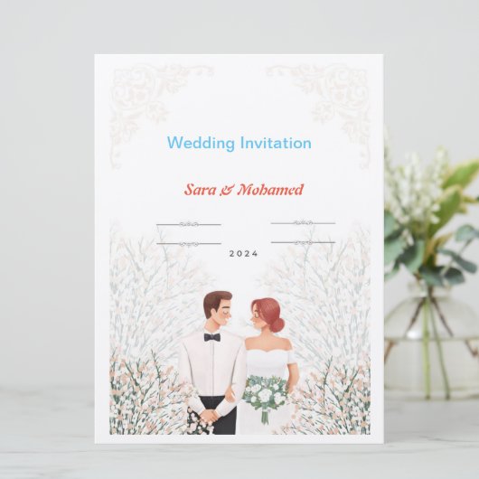 Uitnodiging voor bruiloft — (Staand voorkant)