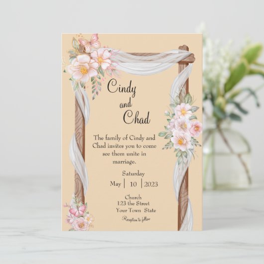 Uitnodiging voor bruiloft (Staand voorkant)